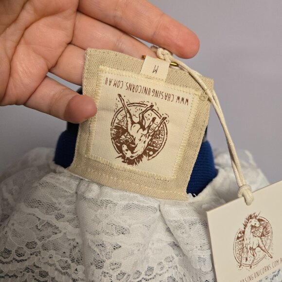 Chasing Unicorns Fly Like An Eagle Silk Chiffon Blouse - White, M, NWT - Picture 4 of 6